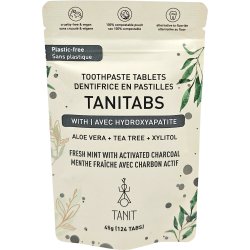Naturliga Tandpastatabletter med Hydroxyapatit &amp; Xylitol TANITABS Charcoal 124 st.