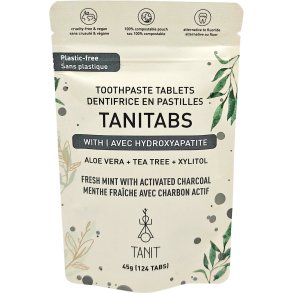 Naturliga Tandpastatabletter med Hydroxyapatit & Xylitol TANITABS Charcoal 124 st.