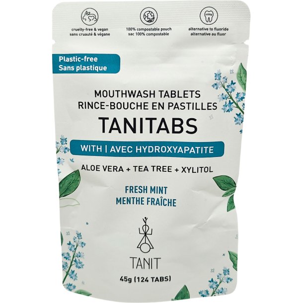 Naturliga munvatten Tabletter Hydroxyapatit &amp; Xylitol TANITABS Fresh Mint 124 st.