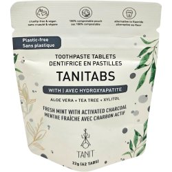 Naturliga Tandpastatabletter med Hydroxyapatit &amp; Xylitol TANITABS Charcoal 62 st.