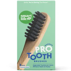 SmartLife Pro Bamboo 6 stk. � Bambus Tandb�rster med Aktivt Kul