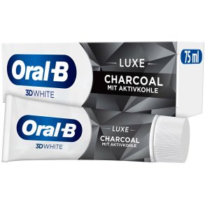 ORAL-B Tandpasta 3D White Luxe Charcoal 75 ml.   Avanceret whitening med aktivt kul