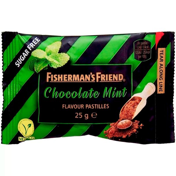 FISHERMANs FRIEND Chocolate Mint Sukkerfri Halstabletter 25g