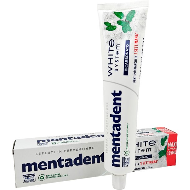 Whitening Tannkrem MENTADENT White System Bicarbonate 125 ml