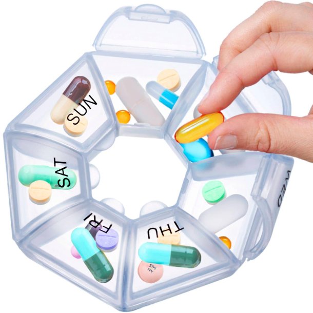 Pill Box Dispenser Liten Pill Box 7 dagar