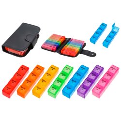 CEPEWA Pillendose, 7 oder 14 Tage Pillenorganisator Kunstleder Etui