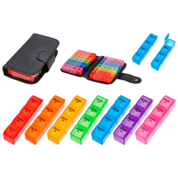 Ugentlig pille�ske med farvekodede dagsrum � nem og overskuelig medicinh�ndtering