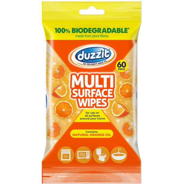 Rengj�ring V�tservietter DUZZIT Multi Surface Wipes  Orange (60 stk.)