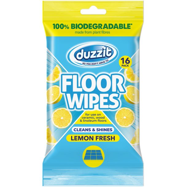 Rengj�ring V�tservietter DUZZIT Floor Wipes � Lemon Fresh (16 stk.)