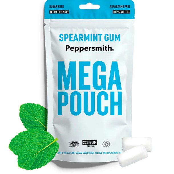 Xylitol Tyggegummi 220 stk. PEPPERSMITH Gum Spearmint Mega Pouch