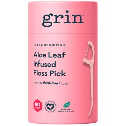 B�rekraftige Flosserb�yler 80 stk. GRIN Ultra Sensitive Aloe Leaf Infused Floss Picks