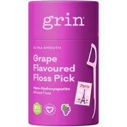 B�rekraftige Flosserb�yler 80 stk. GRIN Grape Flavoured Floss Pick