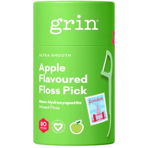 B�rekraftige Flosserb�yler 80 stk. GRIN Hydroxyapatite Apple Flavoured Floss Pick