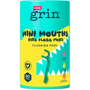 Tanntr�dsb�yler Til Barn 80 stk. GRIN Kid Floss Picks Peach Flavour Soothing