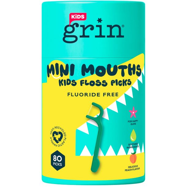 Tanntr�dsb�yler Til Barn 80 stk. GRIN Kid Floss Picks Peach Flavour Soothing