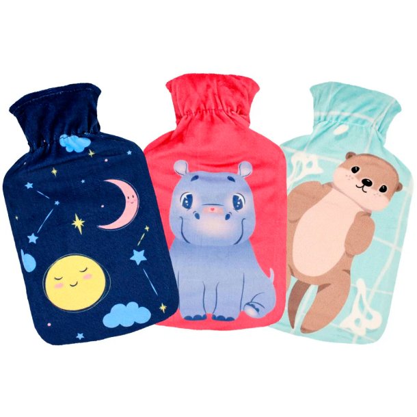 Varmedunk til b�rn WUNDmed Varmtvandsflaske med Bl�dt Betr�k 1 ltr.