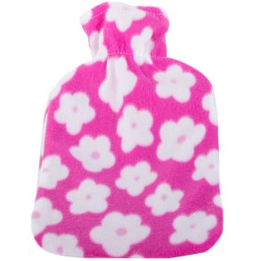 V�rmedyna 1.7 ltr. med mjukt fleece�verdrag � rosa med blommor