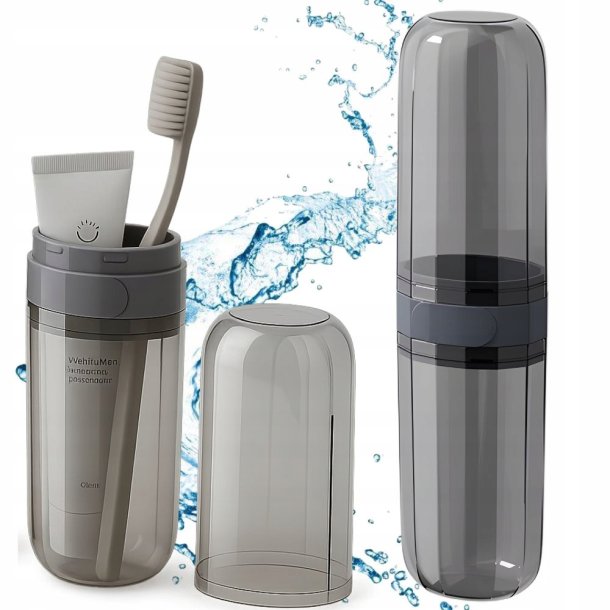 Transparent Rejse-etui til tandb�rste og tandpasta � hygiejnisk, kompakt og stilrent