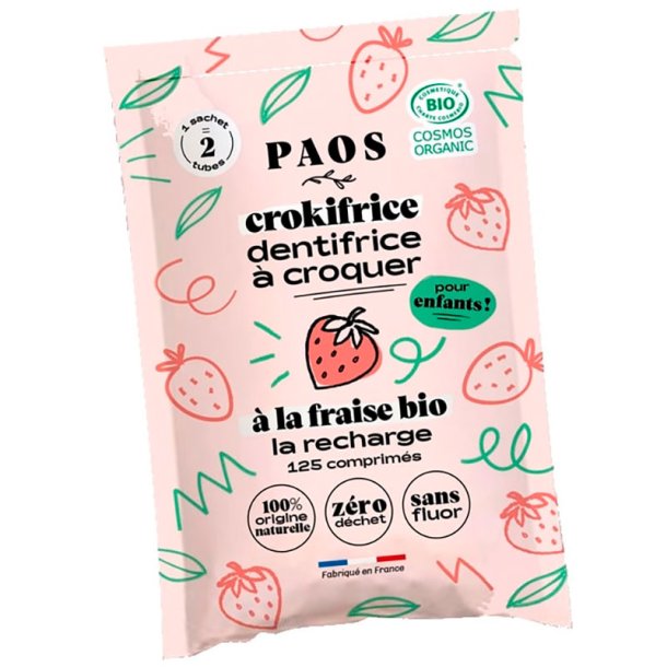 Organiska tandkrmstabletter PAOS Strawberry Ps. 125 st.