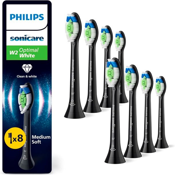 PHILIPS Sonicare W2 OptimalWhite DiamondClean Black B�rstehoveder 8 stk.