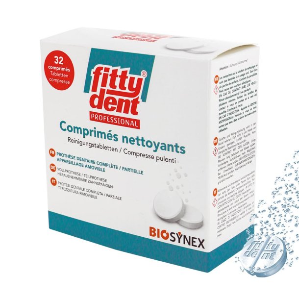 Reng�ringstabletter f�r Proteser FITTYDENT Professional 32 st.