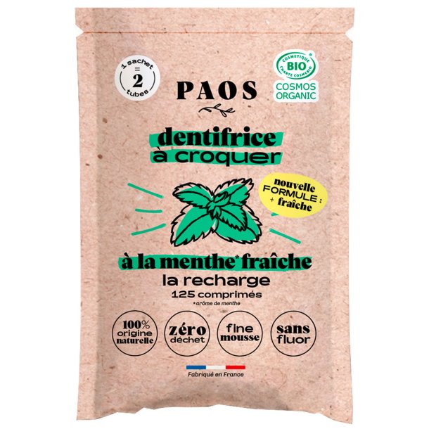 Eco Tandkrm Tabletter PAOS Fresh Mint ps. 125 st.