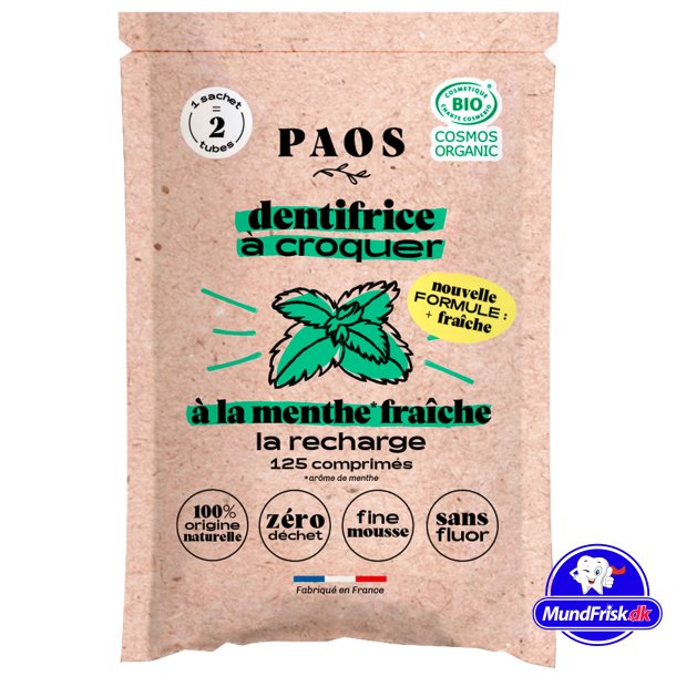 &ouml;ko-Zahnpasta-Tabletten PAOS Fresh Mint PS. 125 Stk.