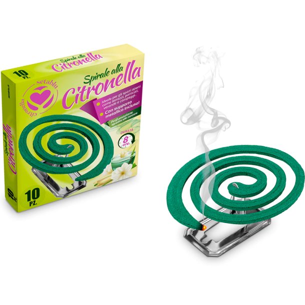 Citronella Spiraler SETABLU (10 stk.) � klassisk sommerduft til udend�rs brug