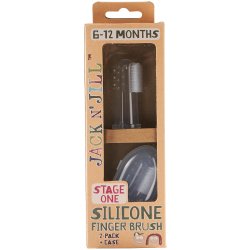 Jack N� Jill Stage One Silicone Fingertandb�rste (6�12 mois) � 2 pcs. + �tui