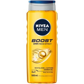 NIVEA MEN Shower Gel Boost 24H Fresh Effect Revitalising + Caffeine Shower (500 ml.)