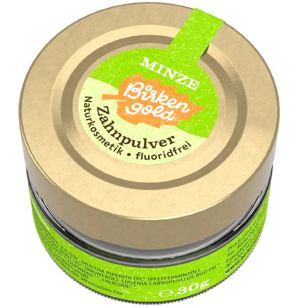 BIRKENGOLD Birch Gold Mint Tooth Powder � Fluoriton Hammastahna Pulveri xylitolilla (30 g)
