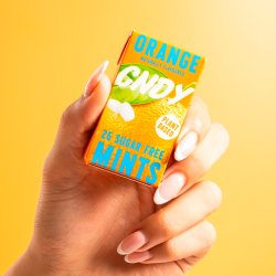 Xylitol Pastillen CNDY Orange Sugar Free Mints pflanzenbasiert � 25 Stk.