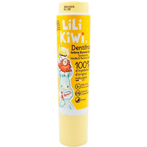 Dentifrice naturel au Xylitol pour enfants Stick - LILIKIWI Banana &amp; Vanilje (30 ml)