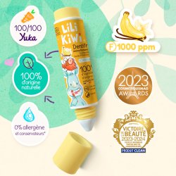 Dentifrice naturel au Xylitol pour enfants Stick - LILIKIWI Banana &amp; Vanilje (30 ml)