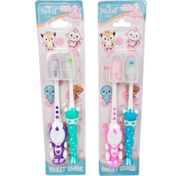 B�rnetandb�rster 2 stk. NOBIL CARE Sweet Smile Kids � Sjove b�rnetandb�rster med sugekop