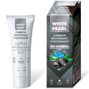 Hydroxyapatit Whitening Hammastahna WHITE PEARL Charcoal & PAP 75 ml