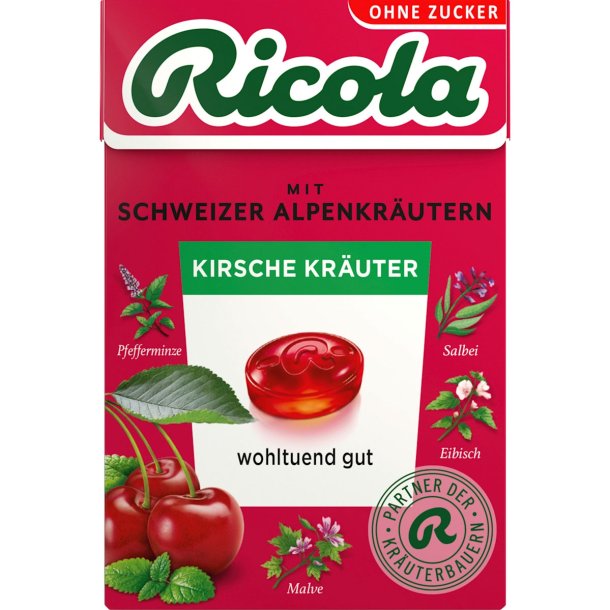 RICOLA K�rsb�r &amp; �rter Sockerfria Pastiller 50g