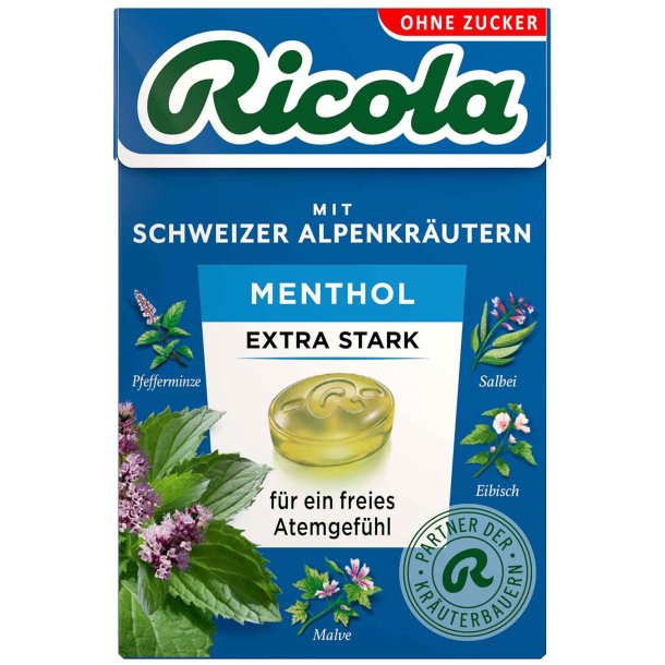 RICOLA Extra Strong Menthol Sukkerfri Urtebolsjer 50g