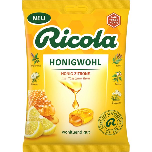 RICOLA Honey Well Honung &amp; Citron Pastiller med Flytande Honungskärna (Ps. 68g)