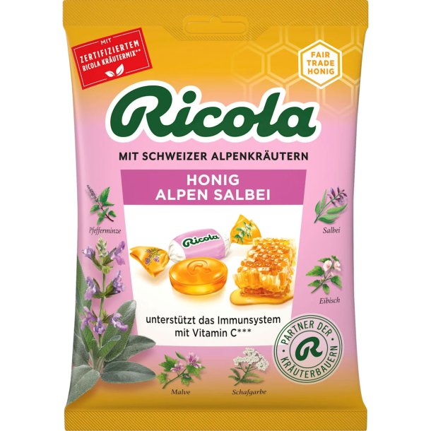 RICOLA Honung &amp; Alpe-Salvia �rtpastiller med Vitamin C (Ps. 75g)