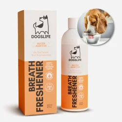 Our Dogs Life Breath Freshener � Vattentillsats f�r hundar mot d�lig andedr�kt och tandbel�ggning � 237 ml