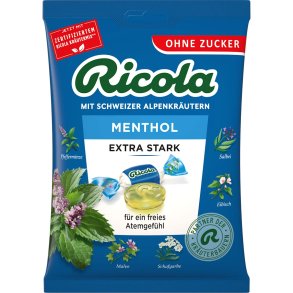 RICOLA Menthol Extra Strong Sockerfria �rtpastiller (Ps. 75g)