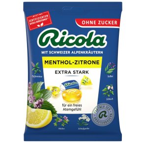 RICOLA Menthol-Citron Extra Strong Sockerfria �rtpastiller (Ps. 75g)
