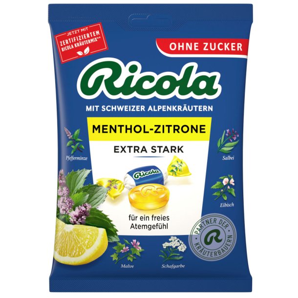 RICOLA Menthol-Citron Extra Strong Sockerfria �rtpastiller (Ps. 75g)