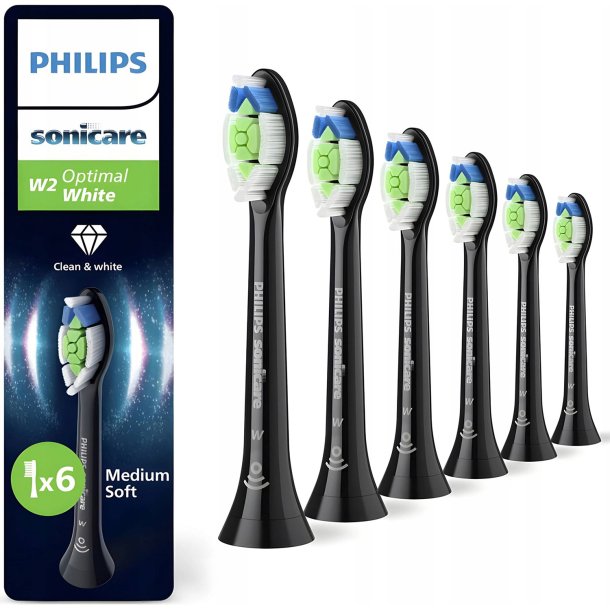 PHILIPS DiamondClean W2 Optimal White Bürstenköpfe 6 Stk. Black