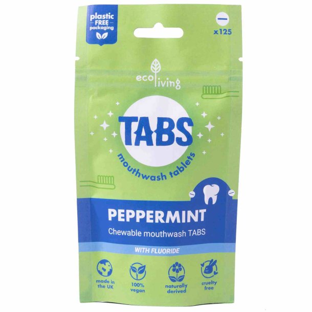 EcoLiving Mundskyl Tabletter Refill Peppermint Fluor