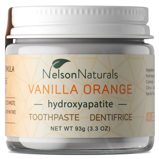 Hydroxyapatit &amp; Xylitol Tannkrem NELSONS Naturals Organic Vanilla Orange (93g)