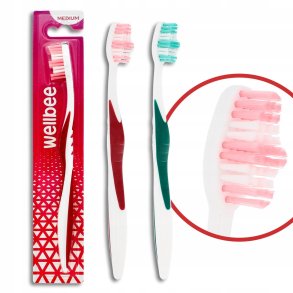 WELLBEE Tandenborstel Ergonomic Grip 1 stk. Medium Folie