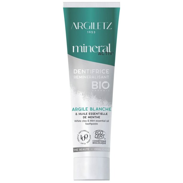 �kologisk Tandpasta ARGILETZ Mineral Activ � White Clay &amp; Mint 75 ml.