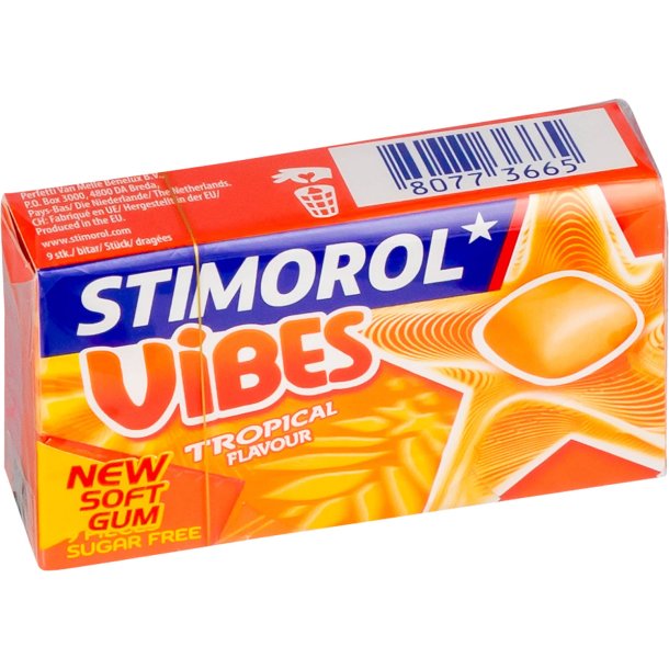 STIMOROL Tyggegummi Vibes Tropical (21g) � Sukkerfri tyggegummi med eksotisk frugtsmag